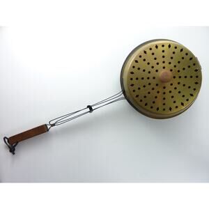 Vintage Brass Wood Metal Bed Warmer Display Decor